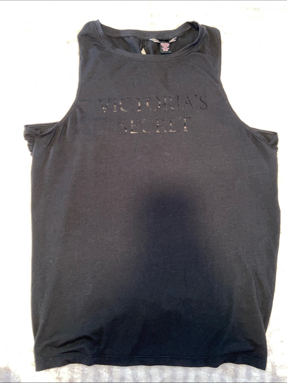 Victoria's Secret Black Logo Cutoff Muscle Tank